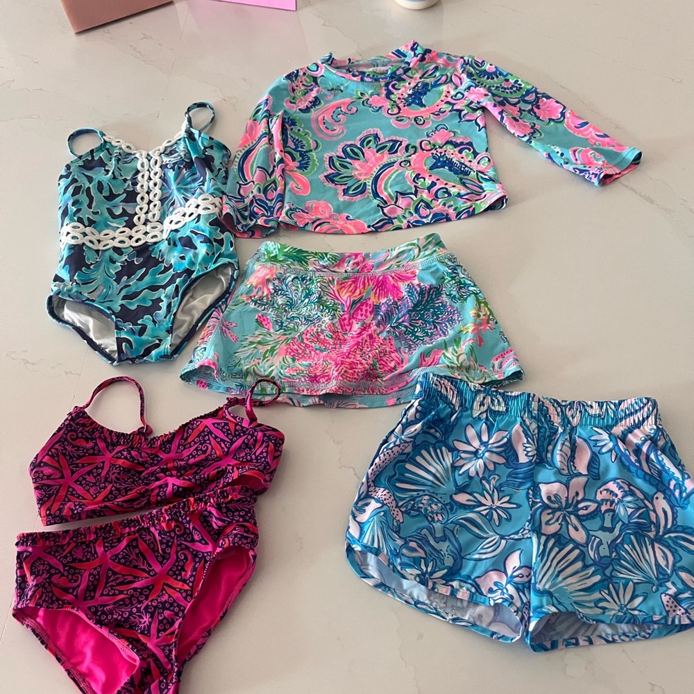 Lilly Pulitzer Pink and Purple Kids Swimwear